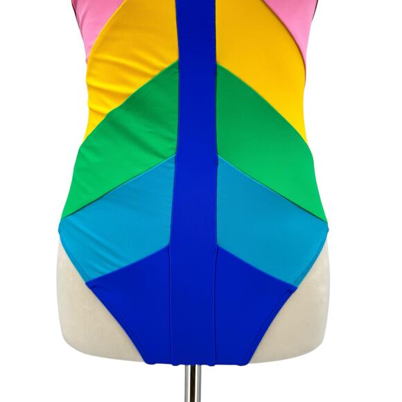 Paper London NWT LangKawi Bold Rainbow Colorblock One Piece Underwire Swimsuit - Picture 5 of 16